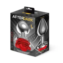 Plug Anal de Metal con Rosa Roja en la Base Talla L