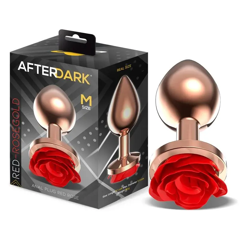 Rose Plug Anal Oro Rosa con Rosa Roja en la Base Talla M – Anal