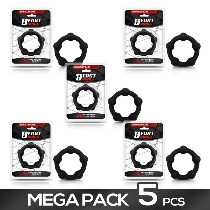 Pack de 5 Anillo para el Pene Silicona Beaded 3.5cm Negro – Anillos Pene