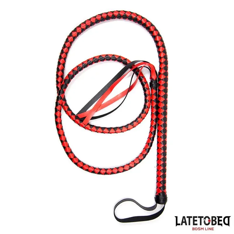 Látigo Largo Rojo y Negro 210cm – Fustas, Floggers y Palas