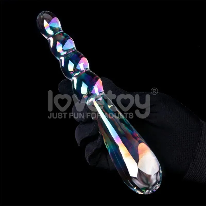 Dildo de Cristal que Brilla en la Oscuridad Twilight Gleam Rising Ripples – Dildos