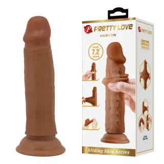 Quentin Dildo con Piel Deslizante-Retractil 18.4 cm