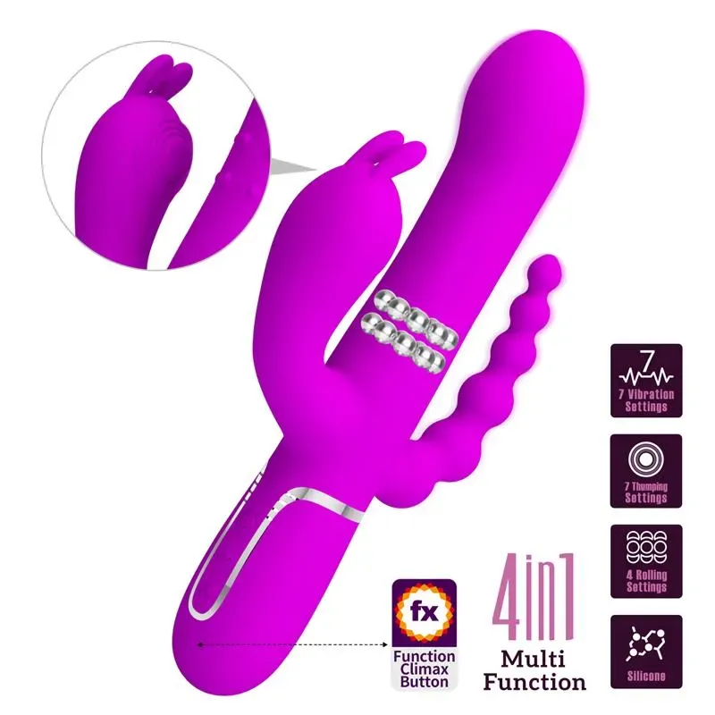 Cammy 4 in 1 Vibrador con Bolas Rotadoras y Cadena Anal – Vibradores