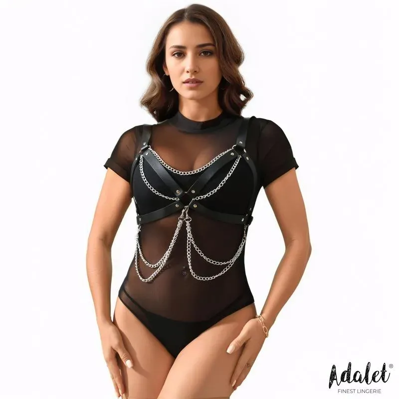 Noelle Arnés para Pecho Cuero Vegano con Cadenas Talla Única – Fetish/Bondage