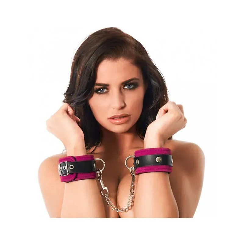 Esposas de Cuero Rosa Ajustable – Esposas y Antifaces