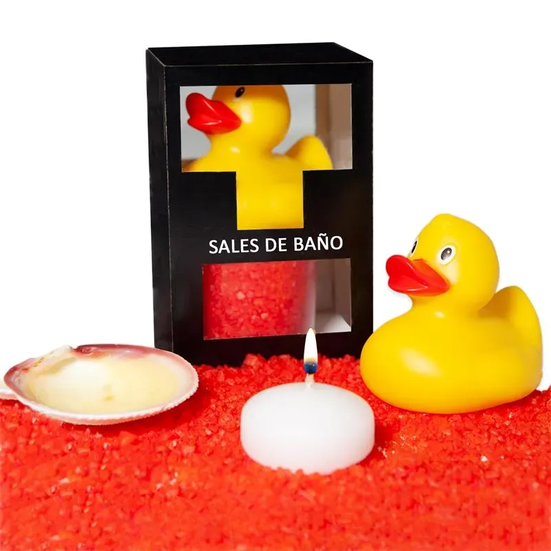 Set Sales Baño Aroma Frutos Rojos Pato, Vela y Concha 150 gr – Para el Baño
