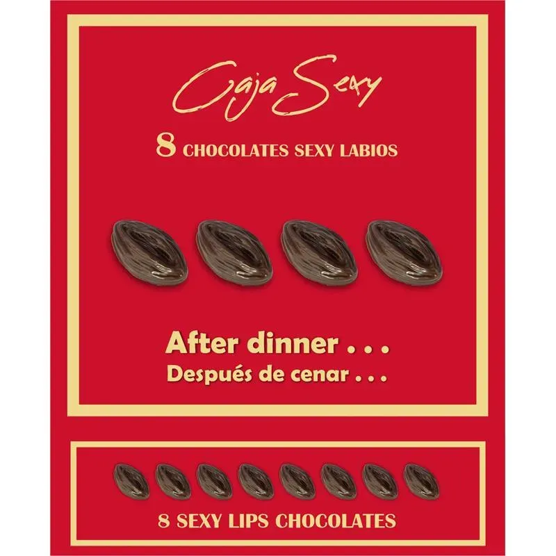 Caja Roja Sexy Forma de Labios Chocolate Negro 8 unidades – Juegos Comestibles