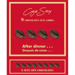 Caja Roja Sexy Forma de Labios Chocolate Negro 8 unidades