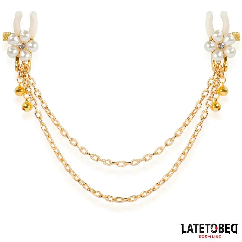 Pinzas para Pezones con Cadena y Flor de Perlas – BDSM/Pinzas Pezones