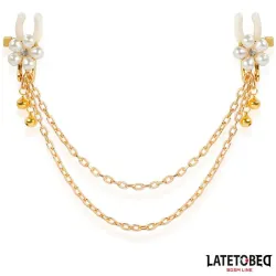 Pinzas para Pezones con Cadena y Flor de Perlas