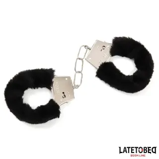 Esposas de Metal Furry con Pelo Negro