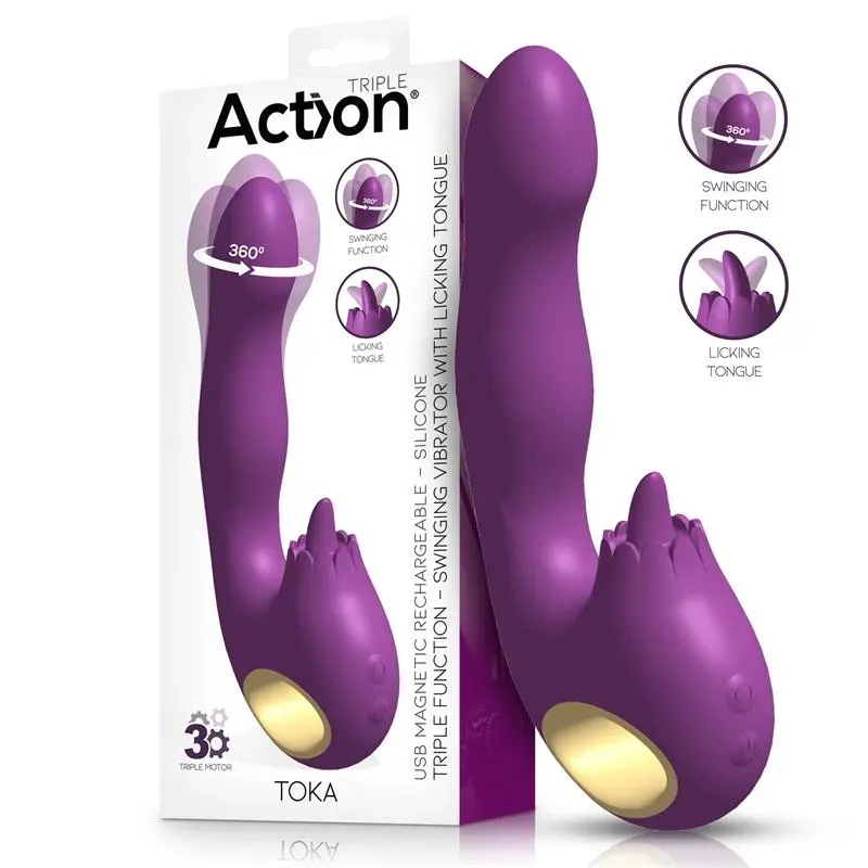 Toka Vibrador con Oscilación 360º y Lengua Estimuladora – Vibradores
