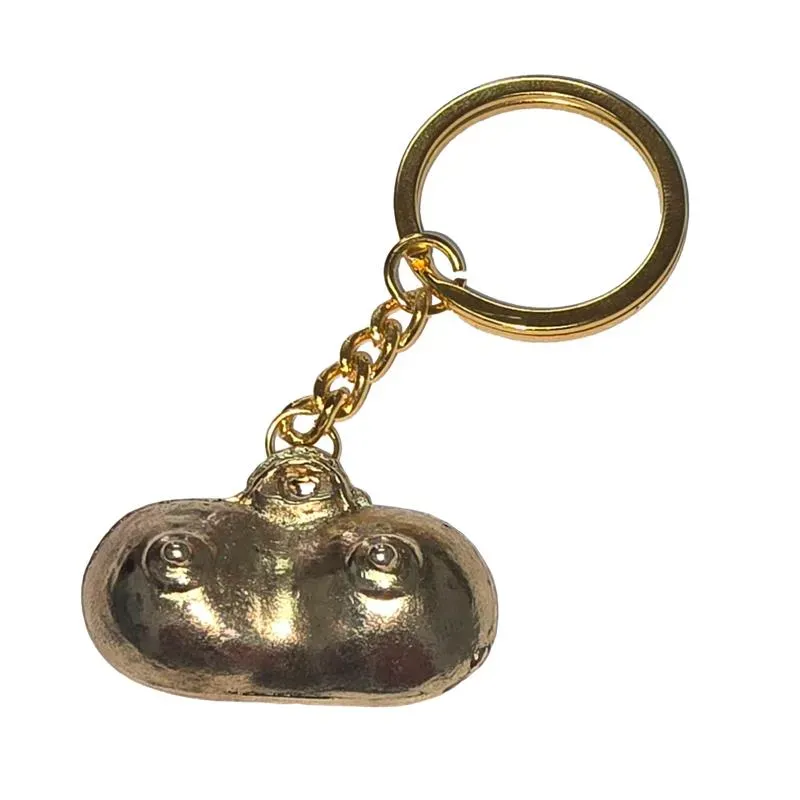 Llavero Forma de Pechos Dorado – Artículos Divertidos