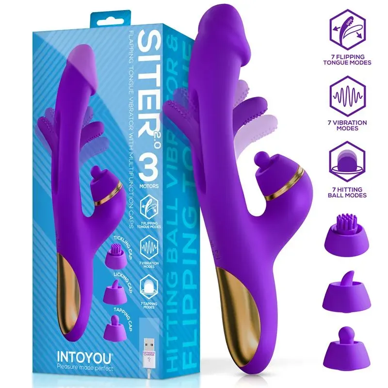 Siter 2.0 Vibrador con Lengua Flapping, Golpeteo y Cabezales Intercambiables – Vibradores