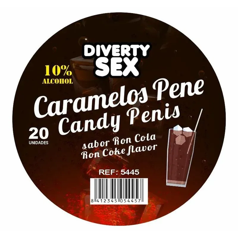 20 Caramelos Forma de Pene Sabor Ron Cola – Caramelos