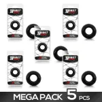 Pack de 5 Anillo para el Pene Striped Súper Flexible/Resistente 1.9 cm Negro
