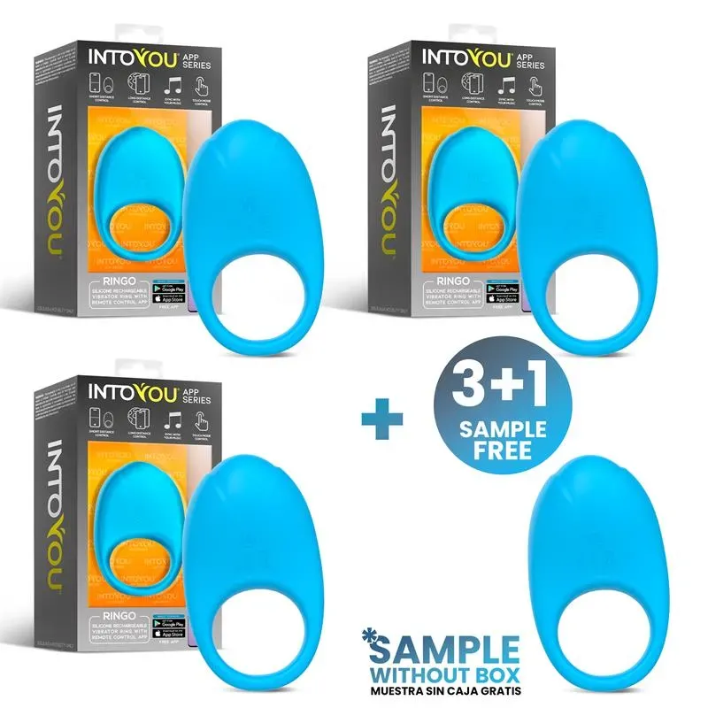 Pack 3 + Muestra Ringo Anillo Vibrador con APP Azul – Packs