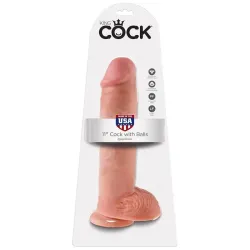King Cock Pene con Testículos de 11 - Color Natural