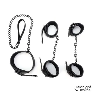 Set de Restricciones con Esposas y Collar con Correa