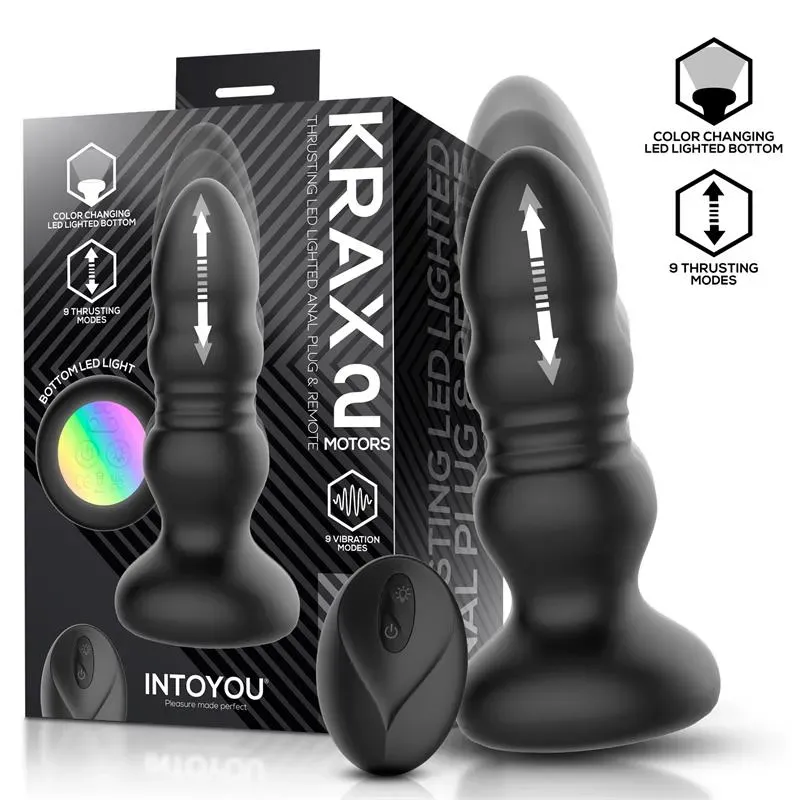 Krax Plug Anal con Vibración, Thrusting y Luz Led con Control Remoto – Anal