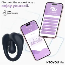 Kenny Anillo Vibrador con Estimulador de Clítoris y APP Azul Oscuro