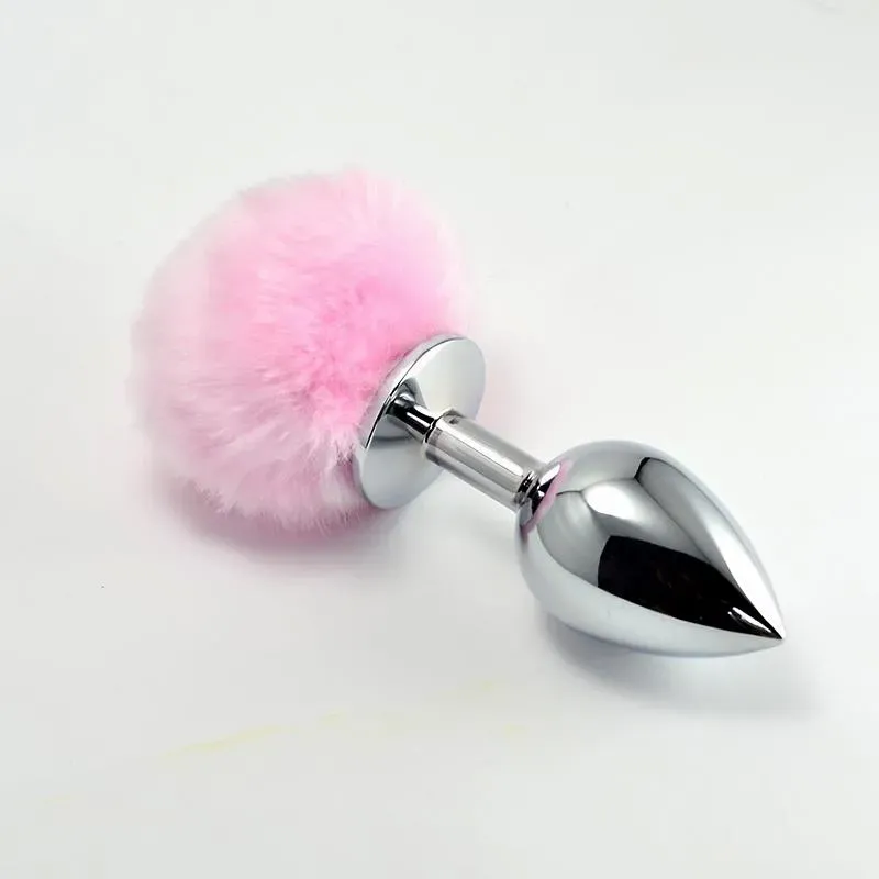 Plug Anal de Metal con Pompon Rosa Talla L – Anal