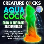 Aqua-Cock Dildo Brilla en la Oscuridad Silicona