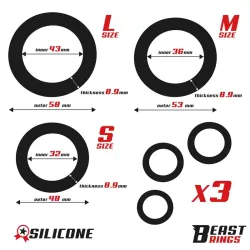 Set de 3 Anillos para el Pene Silicona S, M y L