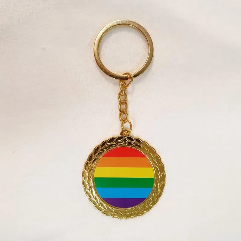 Llavero Redondo de Metal Bandera LGBT – línea LGBT+