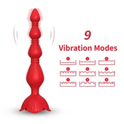 Cadena Anal con Vibración Base de Rosa