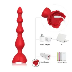 Cadena Anal con Vibración Base de Rosa