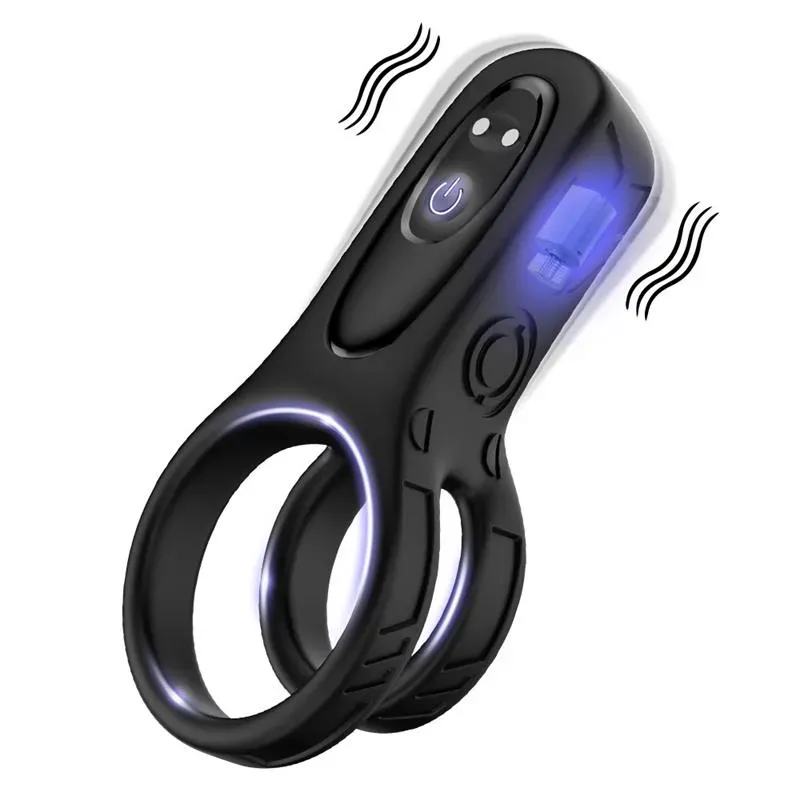 Mecha-style Anillo Doble para el Pene con Vibracion – Anillos Pene