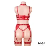 Hyacinth Set Sujetador, Tanga y Liguero Rojo