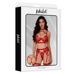 Hyacinth Set Sujetador, Tanga y Liguero Rojo