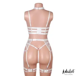 Hyacinth Set Sujetador, Tanga y Liguero Blanco