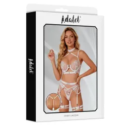 Hyacinth Set Sujetador, Tanga y Liguero Blanco