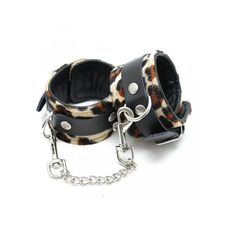 Esposas para Pies Cuero Estampado Leopardo – Esposas y Antifaces