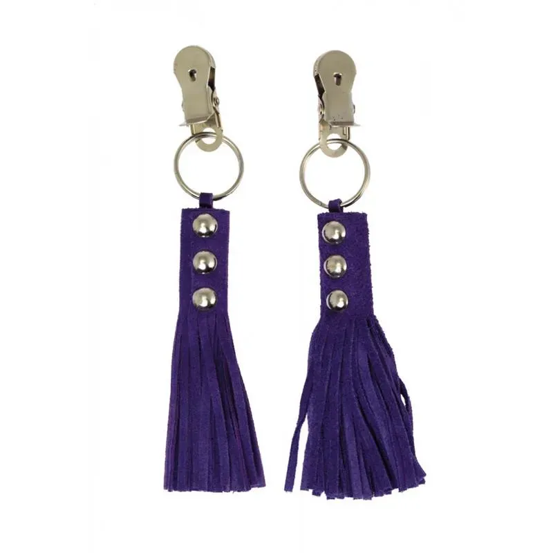 Pinzas para Pezones Cuero con Flecos Morado – BDSM/Pinzas Pezones