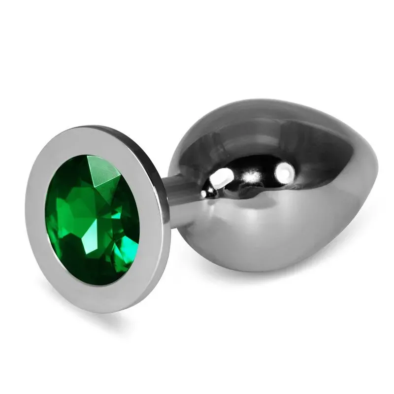 Plug Anal Metal RoseBud Classic con Joya Verde Talla L – Anal