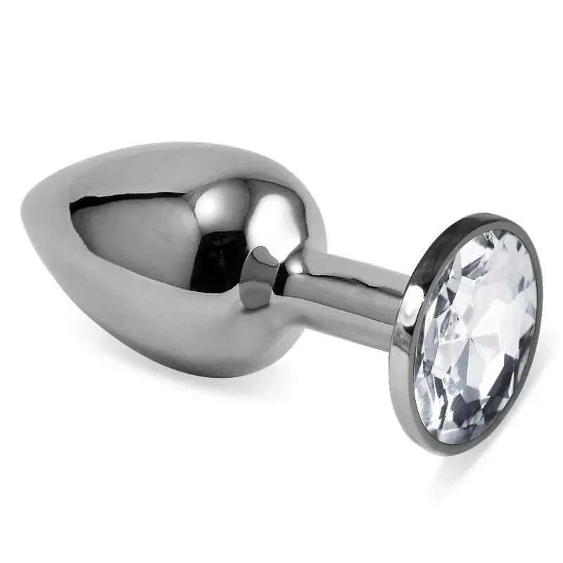 Plug Anal Plateado Rosebud Classic con Joya Transparente Talla S – Anal
