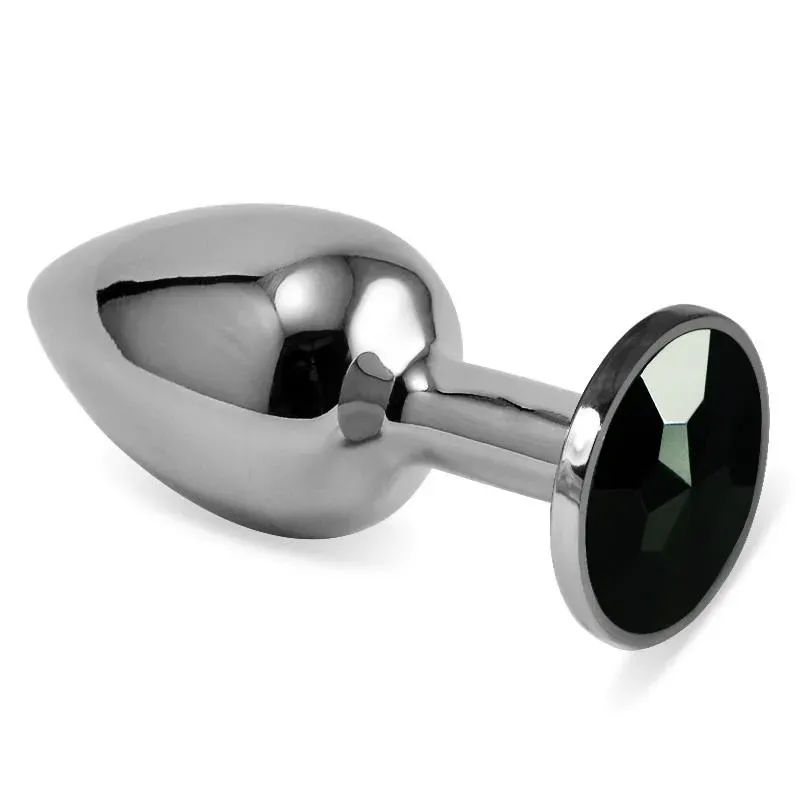 Plug Anal Plateado Rosebud Classic con Joya Negro Talla S – Anal