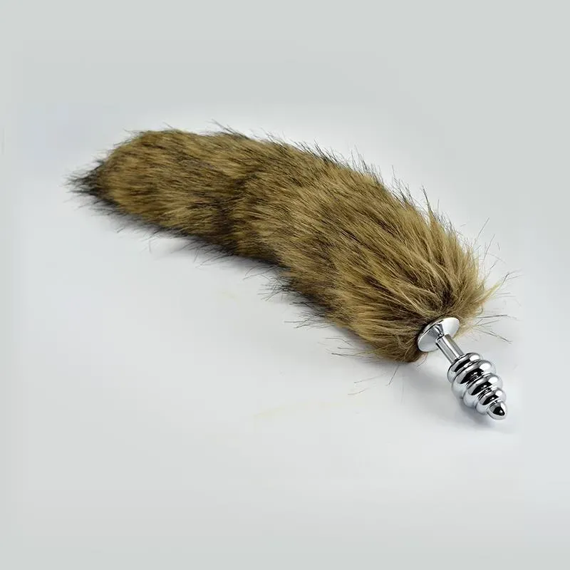 Plug Anal en Espiral de Metal con Cola Marrón Talla L – Anal