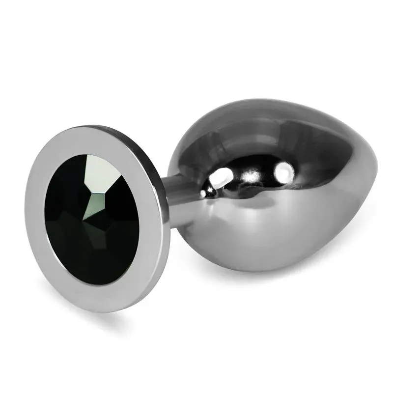 Plug Anal Metal RoseBud Classic con Joya Negro Talla L – Anal