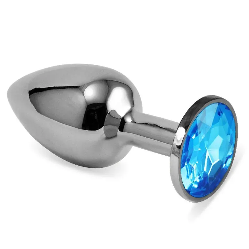 Plug Anal Plateado Rosebud Classic con Joya Azul Talla S – Anal