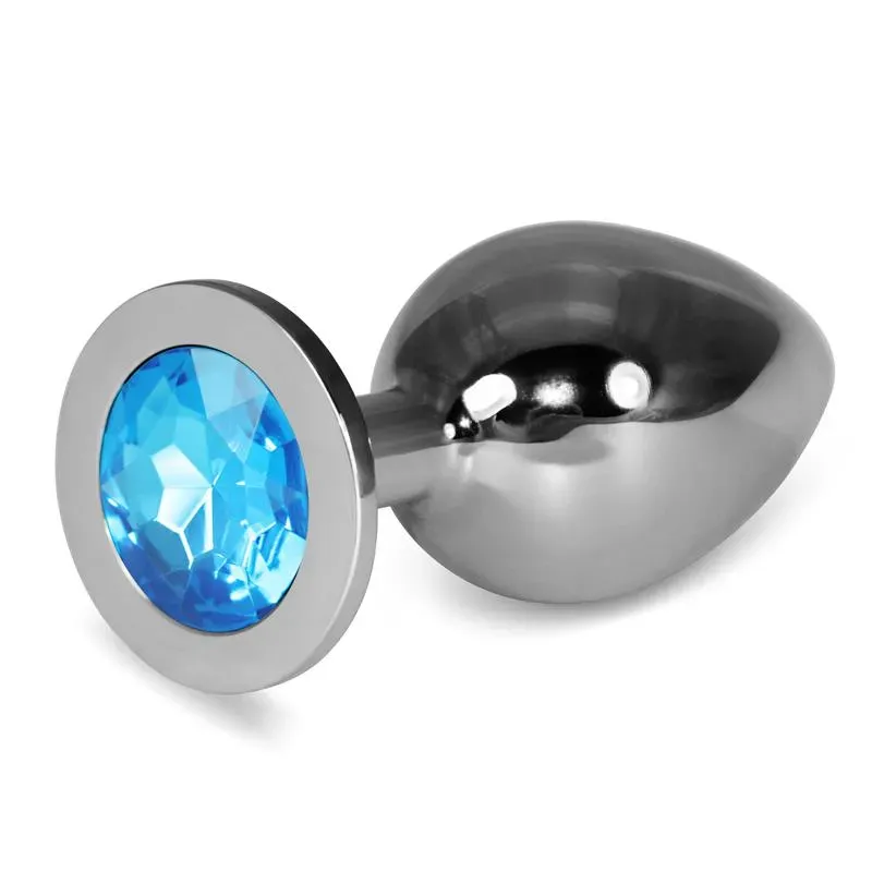 Plug Anal Metal RoseBud Classic con Joya Azul Talla L – Anal