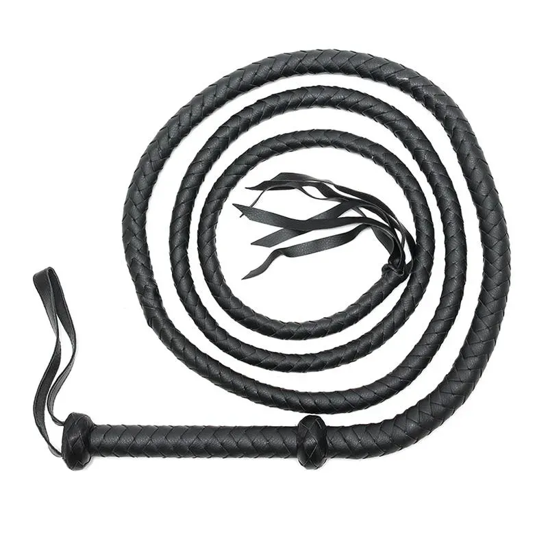 Látigo Trenzado Cuero Negro 250 cm – Fustas, Floggers y Palas