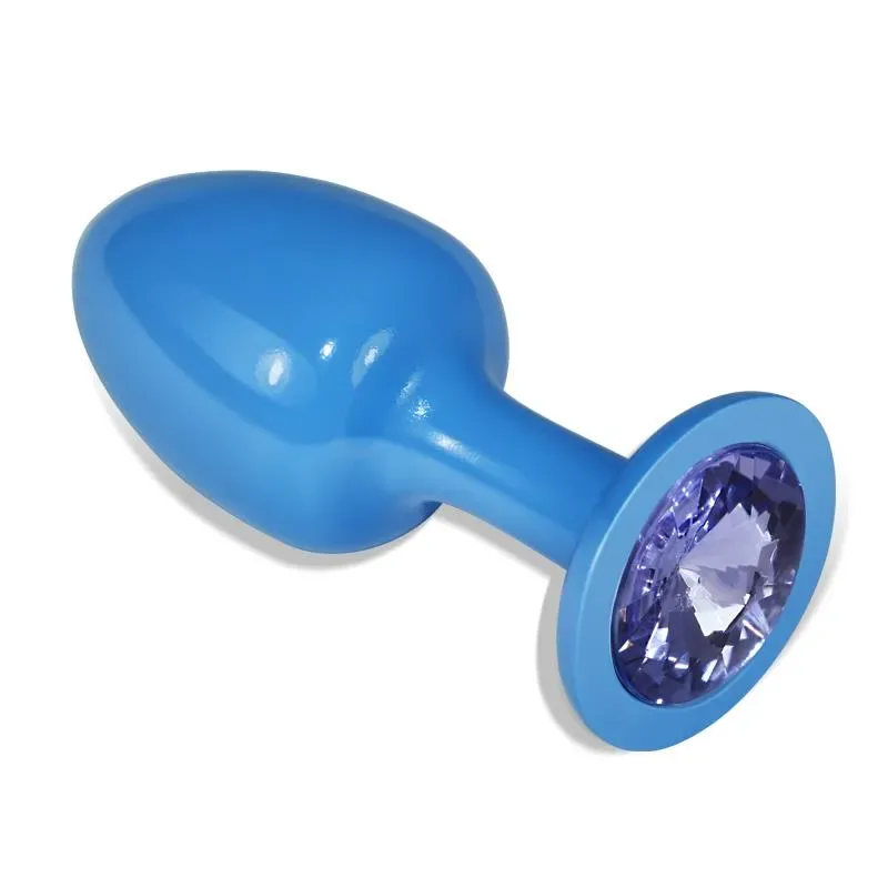Plug Anal de Metal Azul Rosebud con Joya Azul – Anal