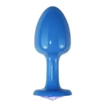 Plug Anal de Metal Azul Rosebud con Joya Azul