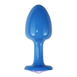 Plug Anal de Metal Azul Rosebud con Joya Azul