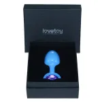 Plug Anal de Metal Azul Rosebud con Joya Azul